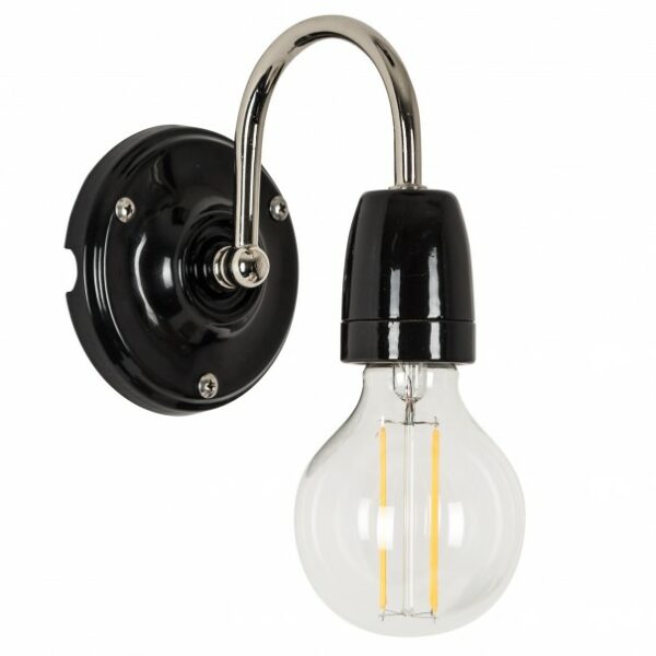 Sophia retro porcelænslampe sort