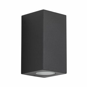 Levi firkantet uplight/downlight i rustfrit stål sort
