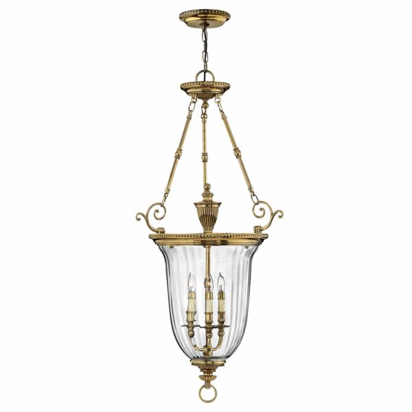 Cambridge L messing chandelier med 3 lyskilder