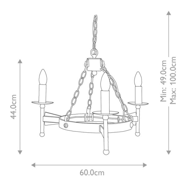 Ravnsborg middelalder chandelier med 3 lyskilder - Image 10