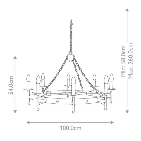 Ravnsborg middelalder chandelier med 8 lyskilder - Image 10