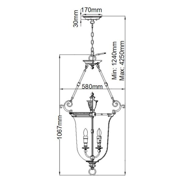 Cambridge L messing chandelier med 3 lyskilder - Image 15