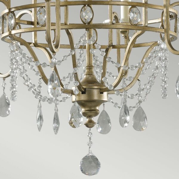 Gianna chandelier i forgyldt sølv-finish med krystalglas og 6 lyskilder - Image 5