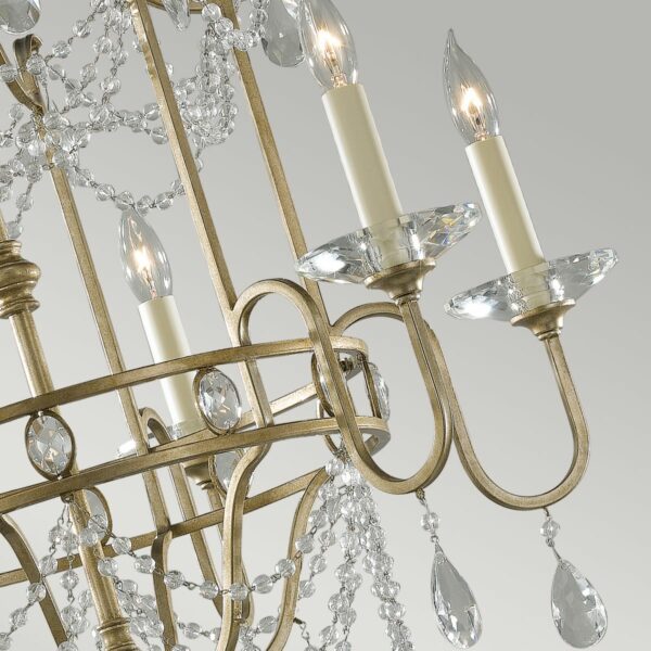 Gianna chandelier i forgyldt sølv-finish med krystalglas og 6 lyskilder - Image 3