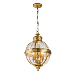Viktorian kuglelampe i messing-finish med 3 lyskilder