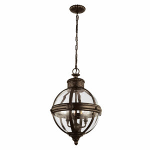 Viktorian kuglelampe i bronze-finish med 3 lyskilder