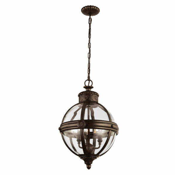 Viktorian kuglelampe i bronze-finish med 3 lyskilder