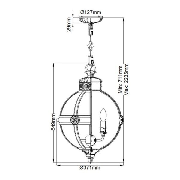 Viktorian kuglelampe i bronze-finish med 3 lyskilder - Image 9