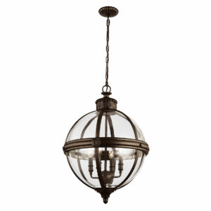 Viktorian kuglelampe i bronze-finish med 4 lyskilder