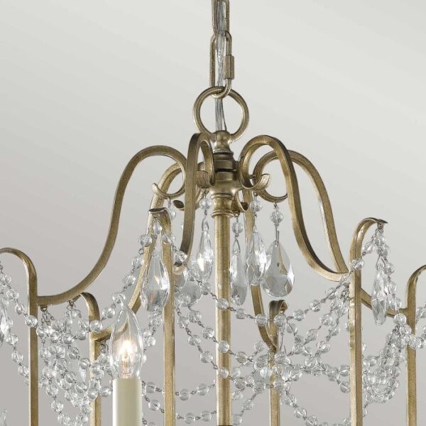 Gianna chandelier i forgyldt sølv-finish med krystalglas og 6 lyskilder - Image 4