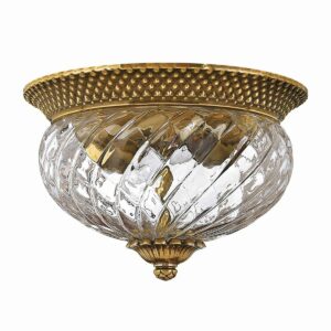 Plantation loftlampe i poleret messing med 2 lyskilder