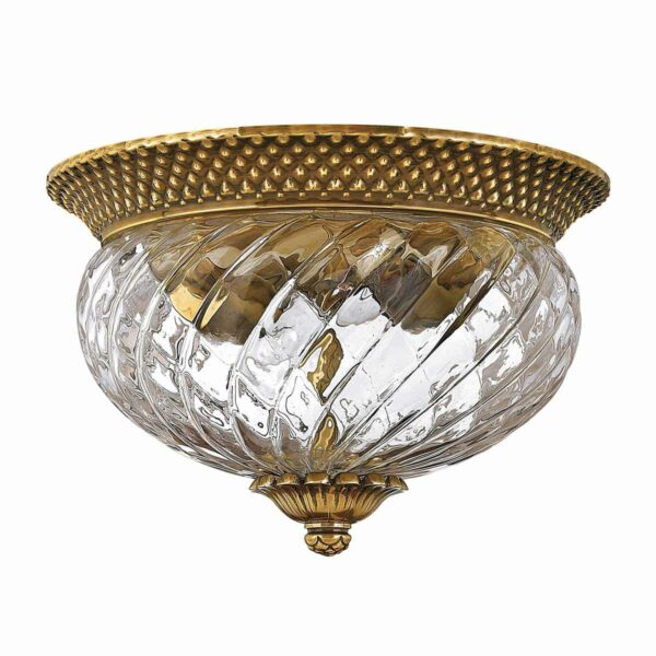 Plantation loftlampe i poleret messing med 2 lyskilder
