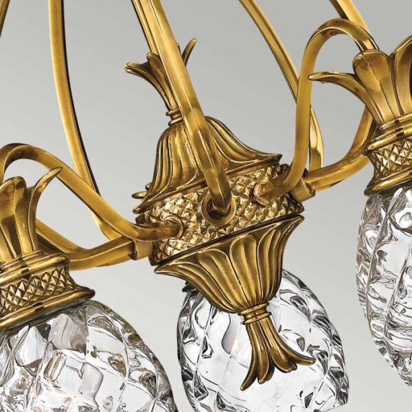 Plantation chandelier i poleret messing med 5 lyskilder - Image 5