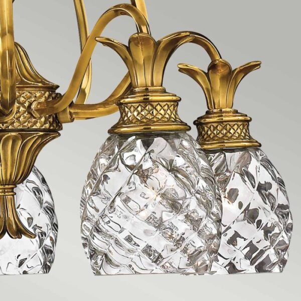 Plantation chandelier i poleret messing med 5 lyskilder - Image 3