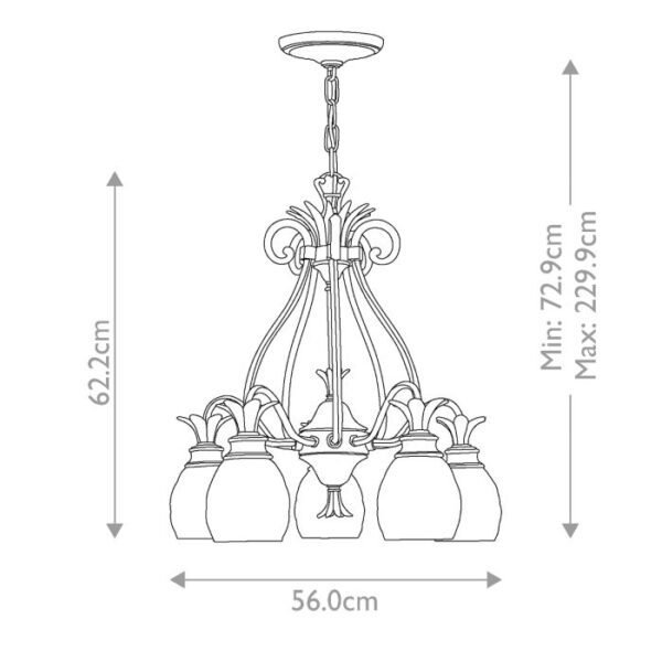 Plantation chandelier i poleret messing med 5 lyskilder - Image 7