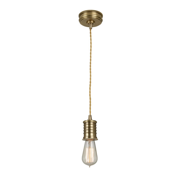 Douille lampe i kæde i antik messing