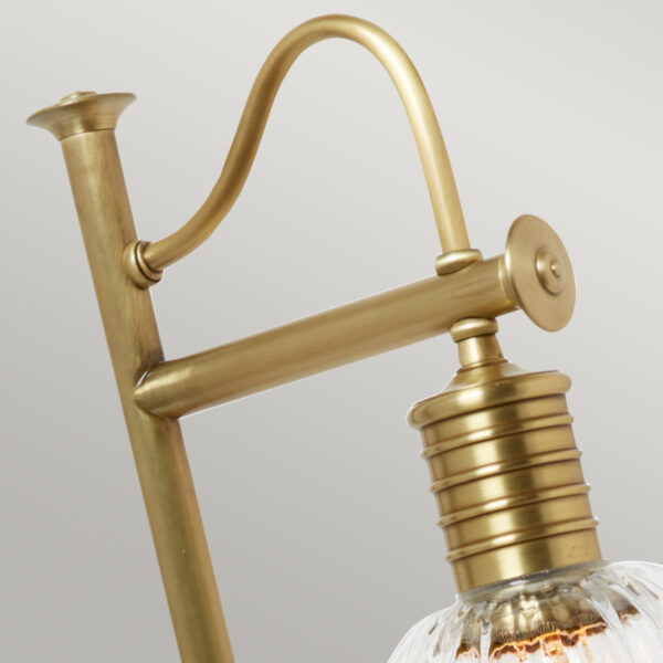 Douille bordlampe i antik messing med glas - Image 2