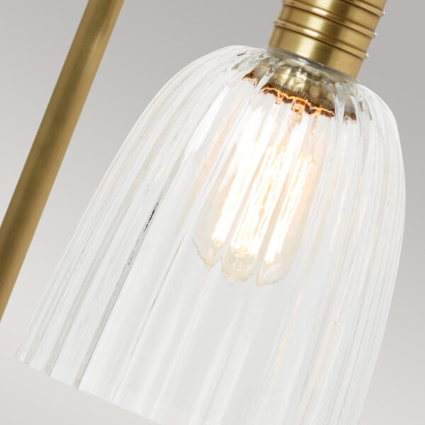 Douille bordlampe i antik messing med glas - Image 3