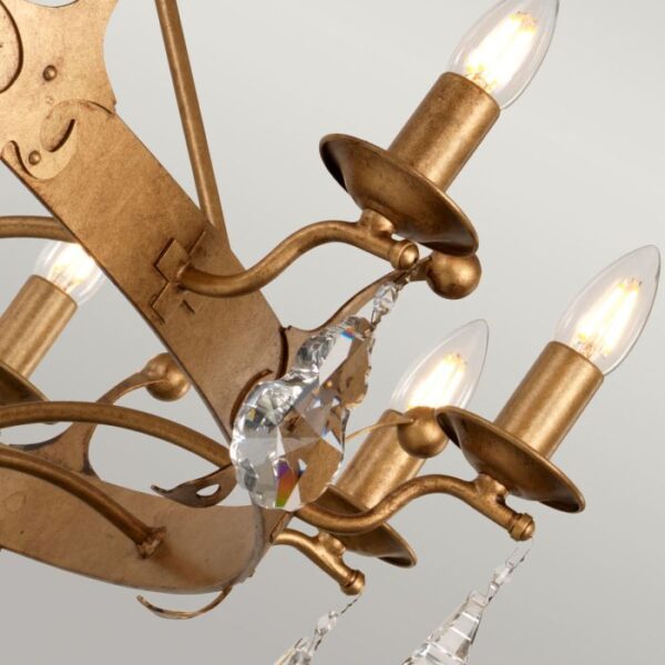 Windsor chandelier i patineret guld med 12 lyskilder - Image 2