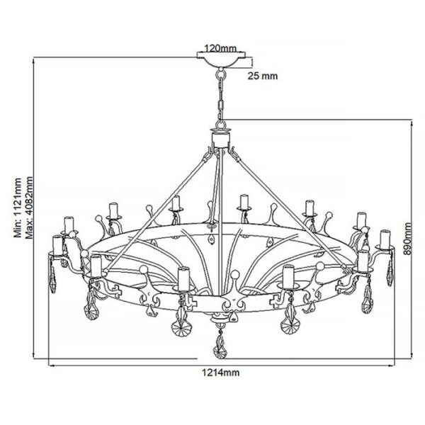 Windsor chandelier i patineret guld med 12 lyskilder - Image 9