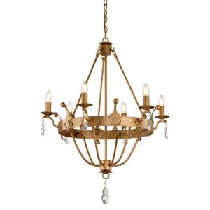 Windsor chandelier i patineret guld med 6 lyskilder