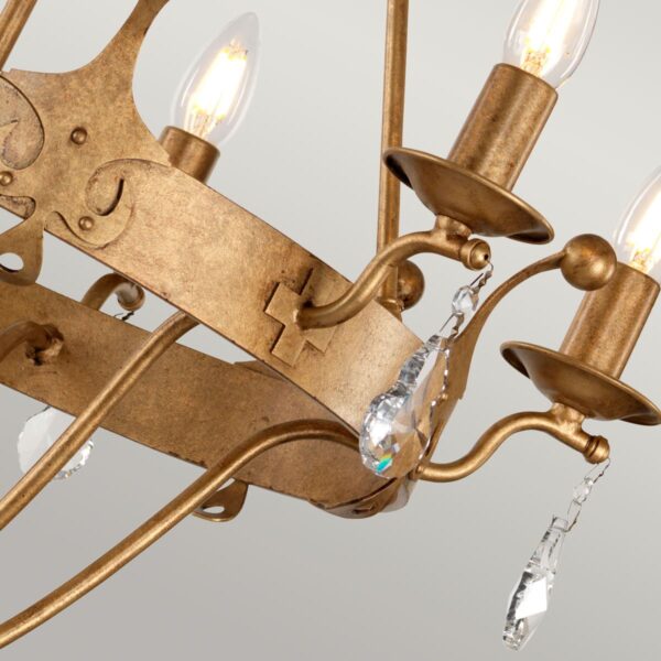 Windsor chandelier i patineret guld med 6 lyskilder - Image 3