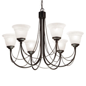 Carisbrooke Castle chandelier med 6 lyskilder og glas