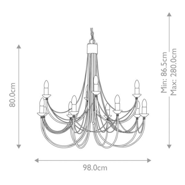 Carisbrooke Castle chandelier med 12 lyskilder - Image 12