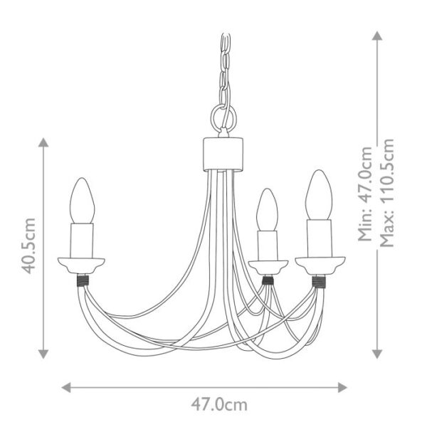 Carisbrooke Castle chandelier med 3 lyskilder - Image 7
