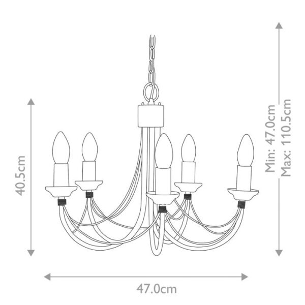 Carisbrooke Castle chandelier med 5 lyskilder - Image 7
