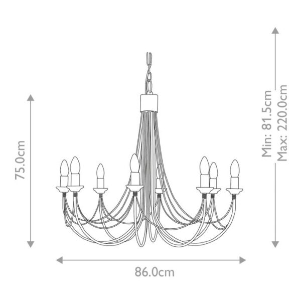 Carisbrooke Castle chandelier med 8 lyskilder - Image 12