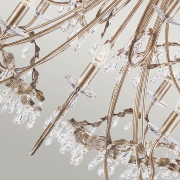 Christina chandelier i forgyldt sølv-finish med krystalglas og 18 lyskilder - Image 7