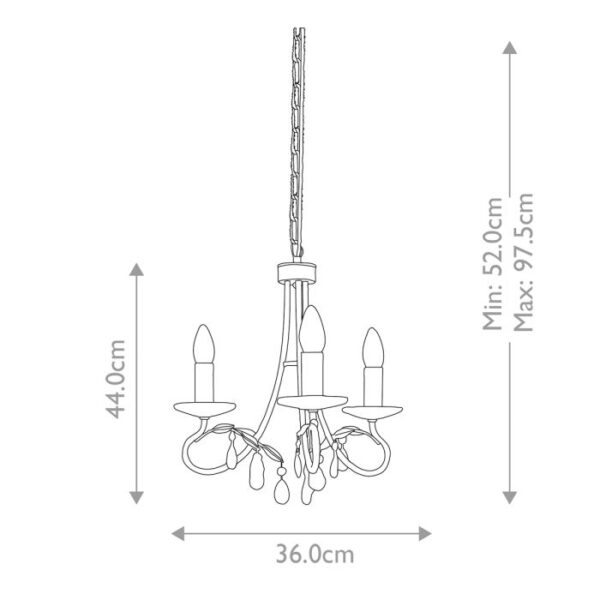 Christina chandelier i forgyldt sølv-finish med krystalglas og 3 lyskilder - Image 8