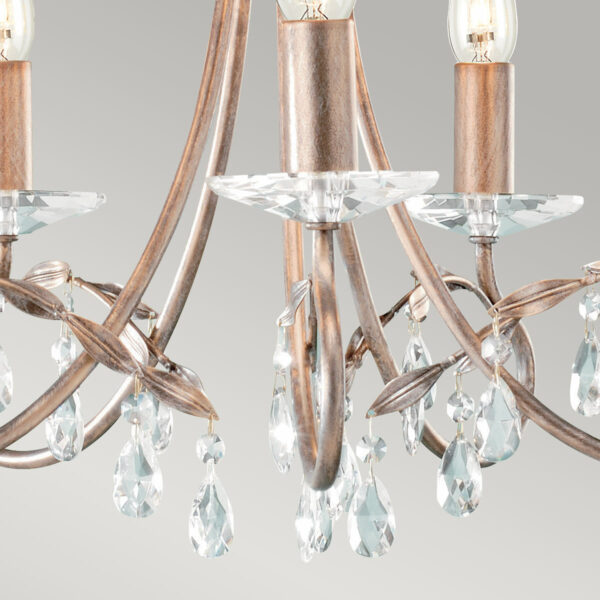 Christina chandelier i forgyldt sølv-finish med krystalglas og 5 lyskilder - Image 3