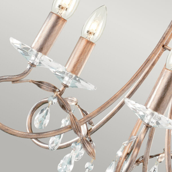 Christina chandelier i forgyldt sølv-finish med krystalglas og 5 lyskilder - Image 4