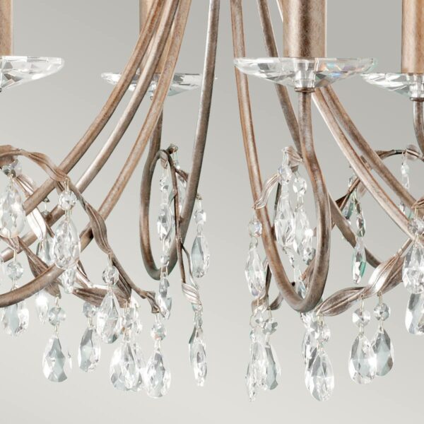 Christina chandelier i forgyldt sølv-finish med krystalglas og 8 lyskilder - Image 3