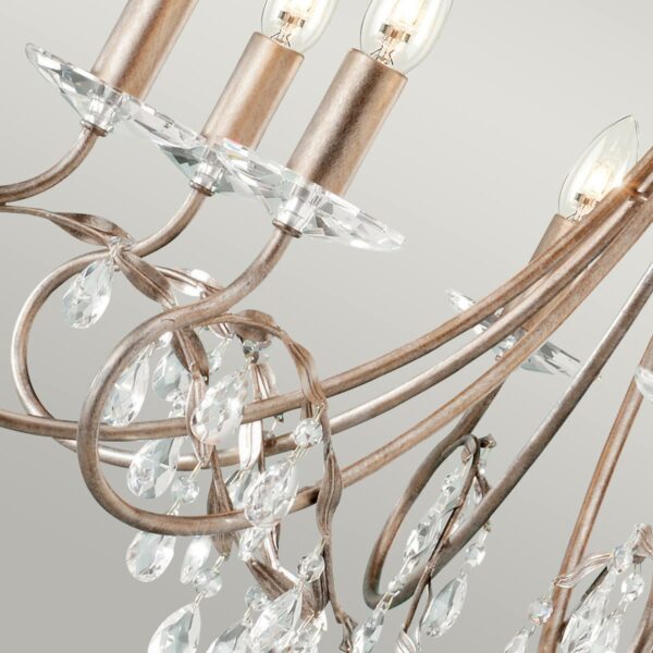 Christina chandelier i forgyldt sølv-finish med krystalglas og 8 lyskilder - Image 4