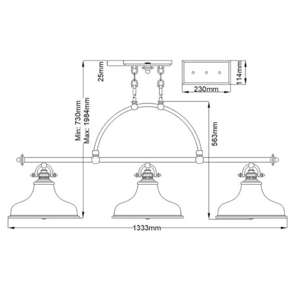 Emery bistrolampe i kejserligt sølv-finish med 3 lyskilder - Image 6