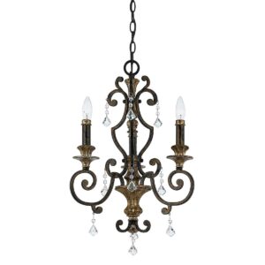 Marquette krystal chandelier i antik finish med 3 lyskilder
