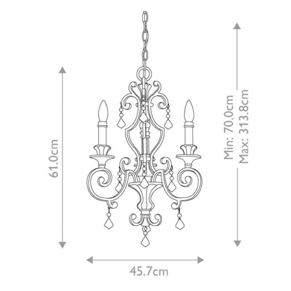 Marquette krystal chandelier i antik finish med 3 lyskilder - Image 9