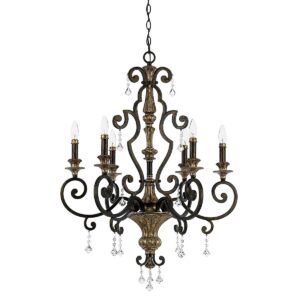 Marquette krystal chandelier i antik finish med 6 lyskilder