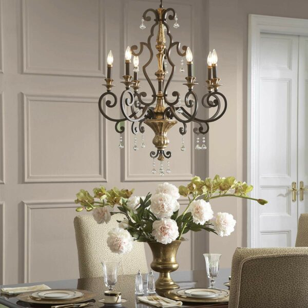 Marquette krystal chandelier i antik finish med 6 lyskilder - Image 2
