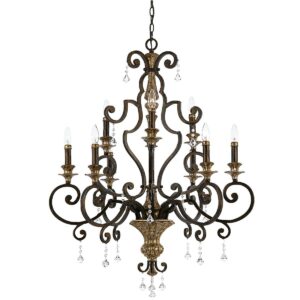 Marquette krystal chandelier i antik finish med 9 lyskilder