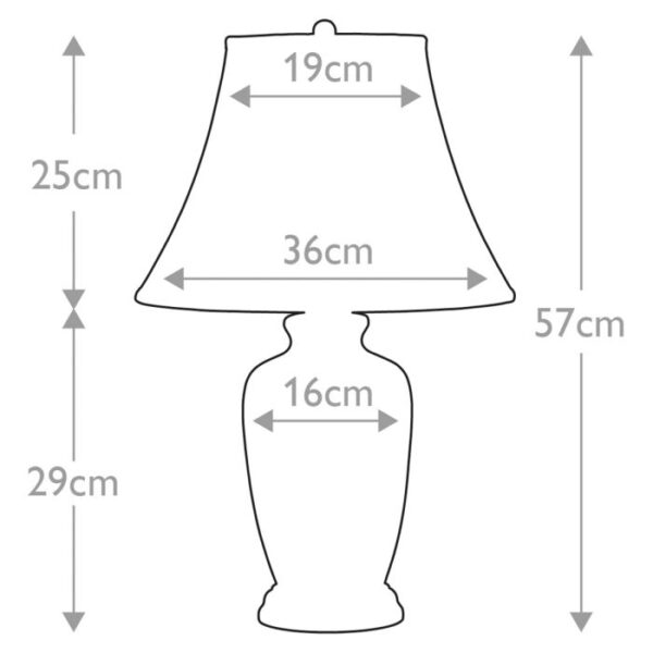 Ingefærskrukke orientalsk bordlampe i porcelæn i blå og hvid med empireskærm - Image 6