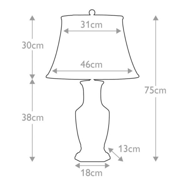 Orientalsk bordlampe i porcelæn i blå og hvid med blomster og empireskærm - Image 7