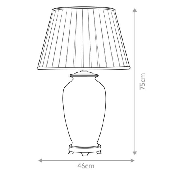 Håndmalet orientalsk bordlampe i keramik med blomster og blade i sølv-finish med plisseskærm - Image 5