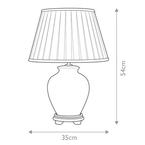 Linyi orientalsk bordlampe i keramik i blåt og hvidt mønster med plisseskærm - Image 7