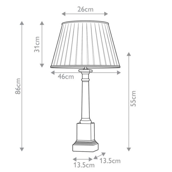 Peronne bordlampe i sortfarvet træ med guldkanter og plisseskærm - Image 6