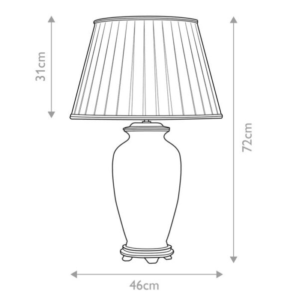 Ping orientalsk bordlampe i keramik i creme og sølv med fuglemotiver og plisseskærm - Image 4