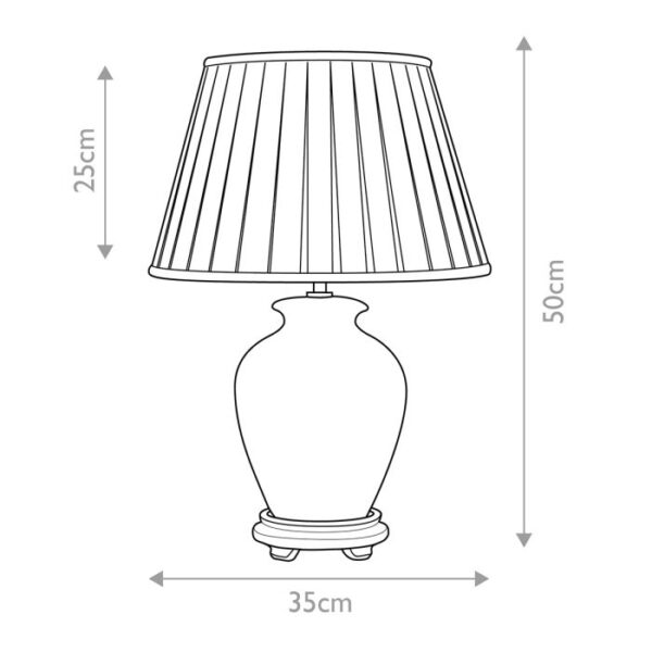 Soling orientalsk bordlampe i keramik i creme, grøn og orange med plisseskærm - Image 4